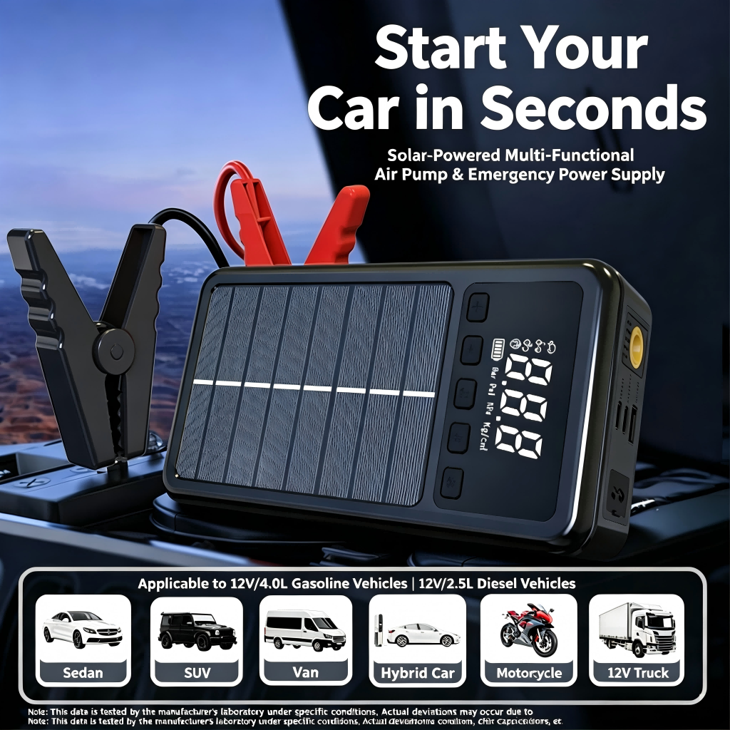 All-in-One Car Jump Starter with Inflation and Deflation Air Pump