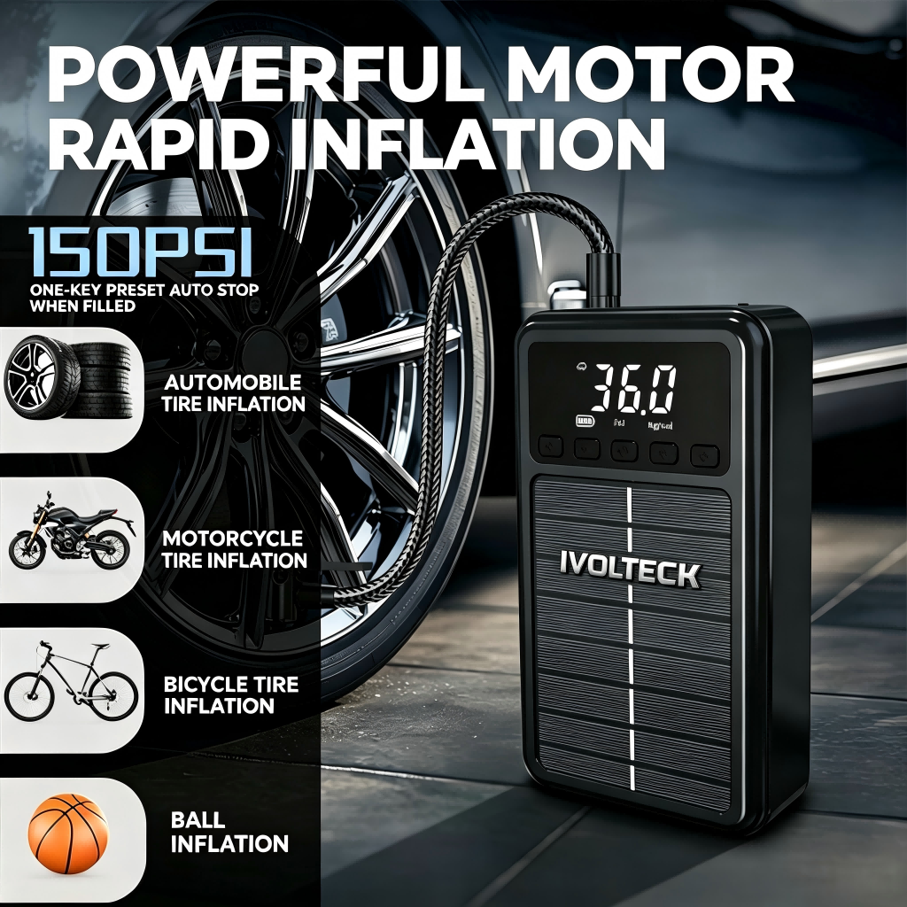 All-in-One Car Jump Starter with Inflation and Deflation Air Pump