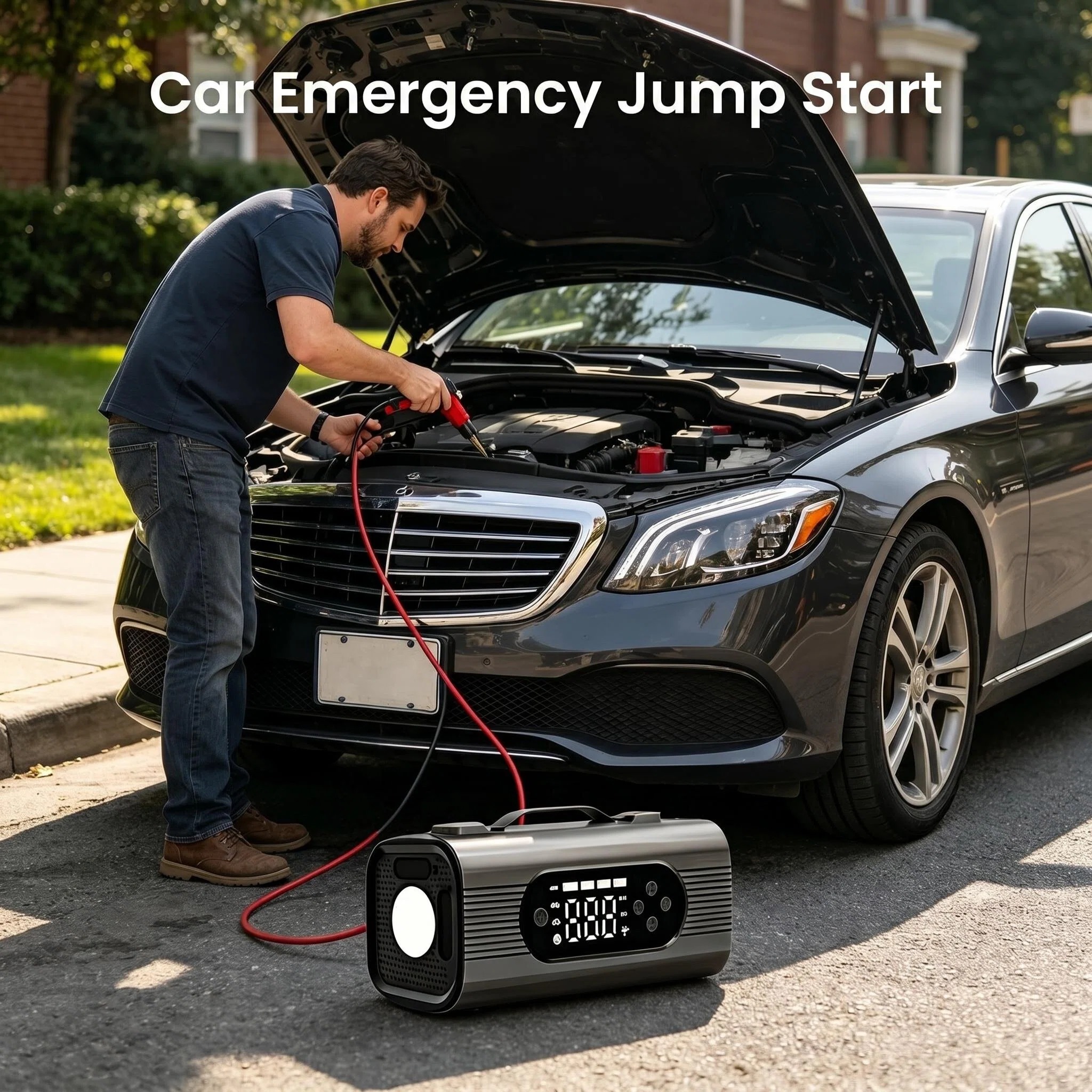 Multi-Function Car Jump Starter Booster with Built-in Tire Inflator & Deflator Air Pump for Road Trip